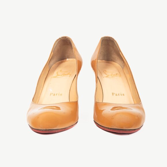 Christian Louboutin Simple 70 Camel Patent Leather Pumps - Picture 2 of 9